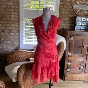 ALL SAINTS SLEEVELESS RUFFLE WRAP DRESS 8 EXCELLENT